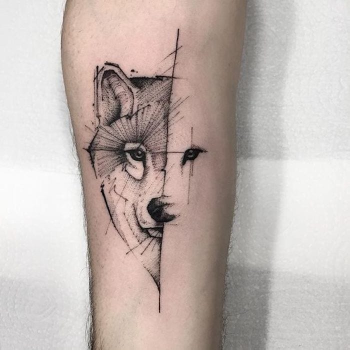 as mais bonitas e novas tatuagens de lobo lobo metade da face