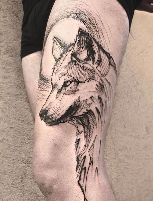 as mais bonitas e novas tatuagens de lobo lobo perfil