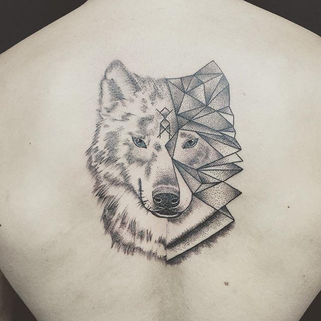 as mais bonitas e novas tatuagens de lobo lobo poligonal