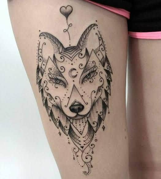 as mais bonitas e novas tatuagens de lobo lobo tracejado