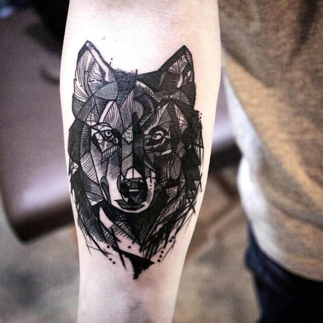 as mais bonitas e novas tatuagens de lobo lobo traço moderno