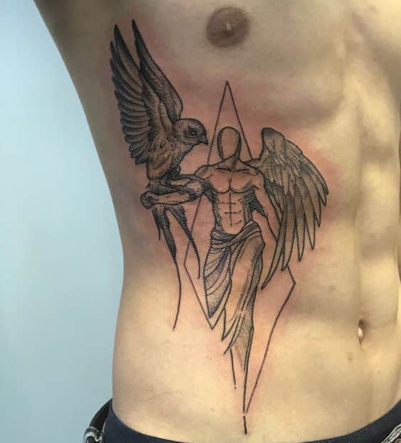 as melhores tatuagens masculinas na costela anjo