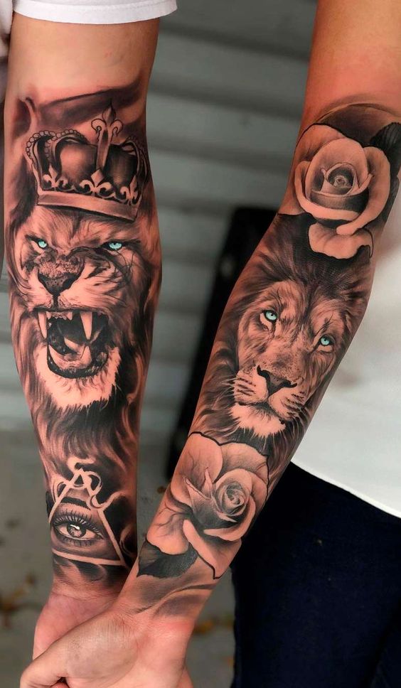 as tatuagens de casal mais bonitas da atualidade leão e leoa