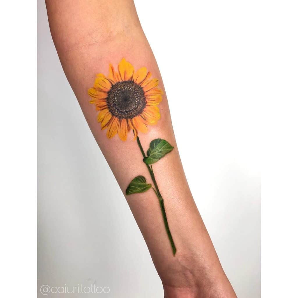 as tatuagens de girassol mais lindas e delicadas girassol com galho