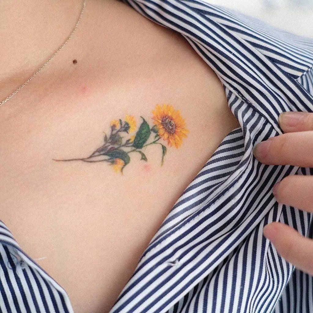 as tatuagens de girassol mais lindas e delicadas girassol pequeno