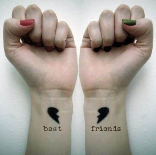 coração partido tatuagens amigas