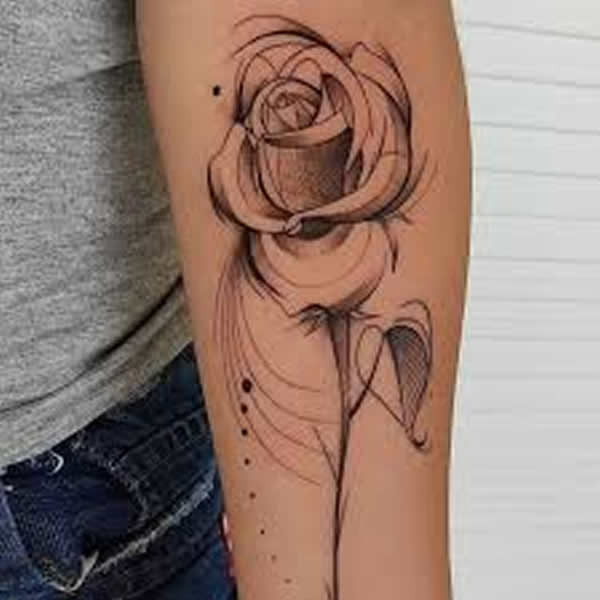 mais bonitas tatuagens de rosa do momento rosa linha moderna