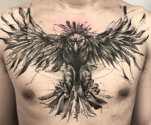 melhores e mais bonitas tatuagens no meio do peito fenix