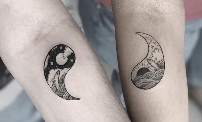 símbolo yin yang tatuagens amigas