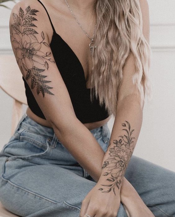 tatuagem feminina no braço uma escolha versátil para expressar sua personalidade e estilo floral e ramo