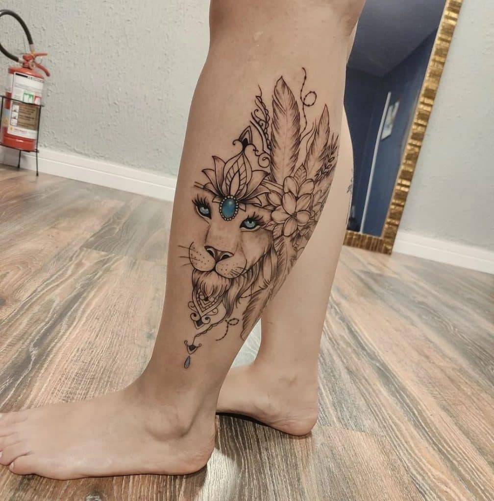 tatuagem na perna uma forma de arte ousada e menos dolorosan moderno leão floral