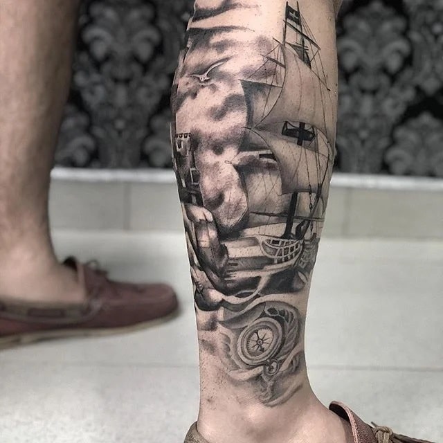 tatuagem na perna uma forma de arte ousada e menos dolorosan navios