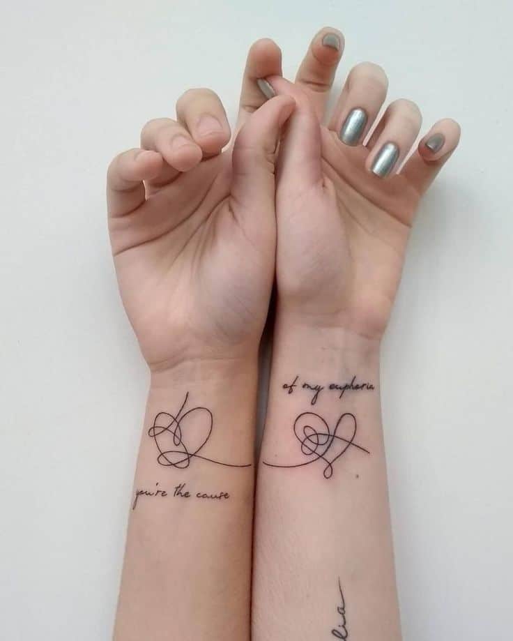 tatuagens de irmãs simplesmente perfeitas coração frase