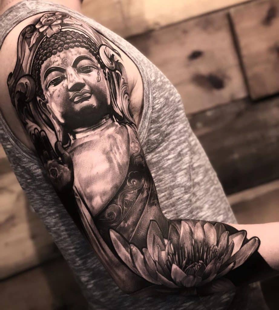 tatuagens no braço expressão artística criativa com significado pessoal e cultural buda