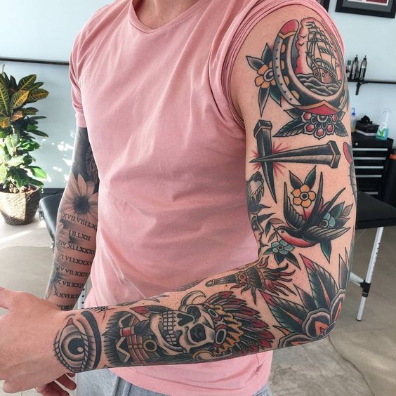 tendências de tatuagem masculina significado, estilos e mais old school