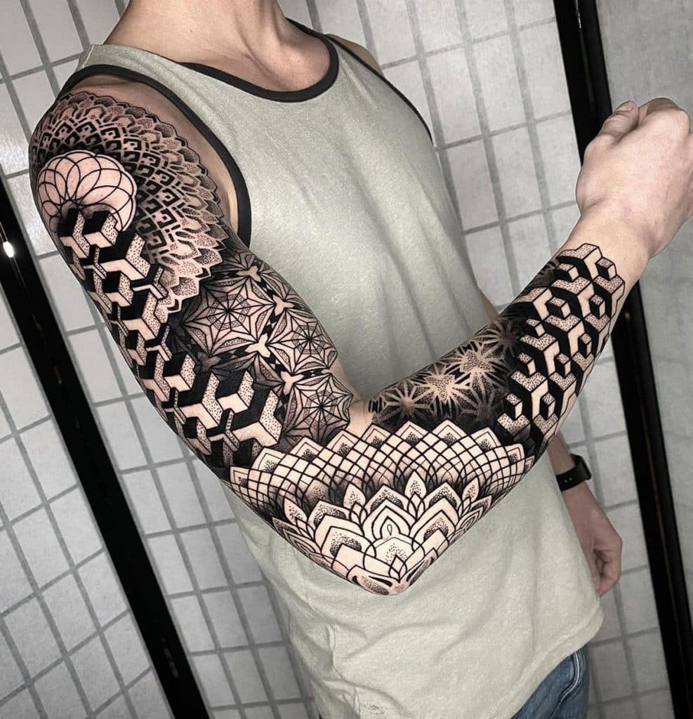 geometric tattoos the art of shapes, lines, and patterns geometric sleeve