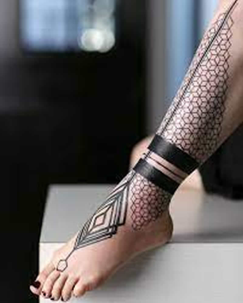 geometric tattoos the art of shapes, lines, and patterns leg