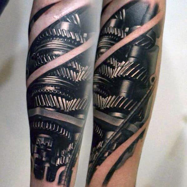 realism tattoo style creating striking and lifelike tattoos mechanical gears hyper realistic
