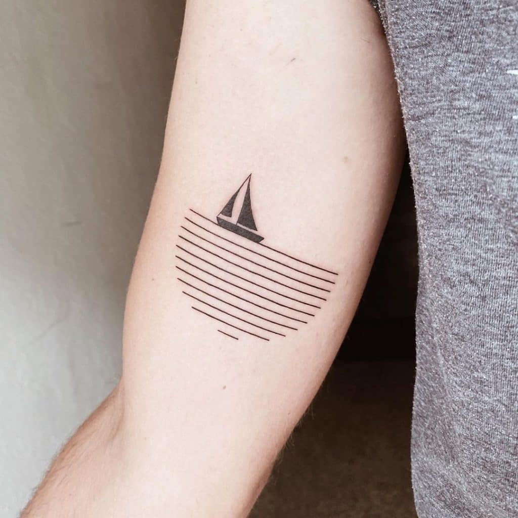 the beauty and meaning of minimalist tattoo style minimal ship tattoo