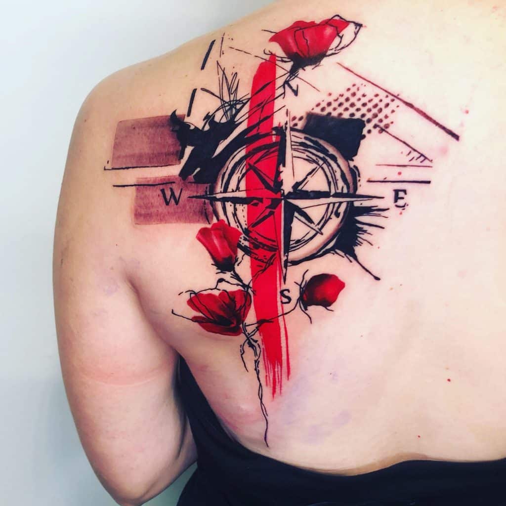 trash polka style tattoos bold, graphic, and controversial tattoo art compass