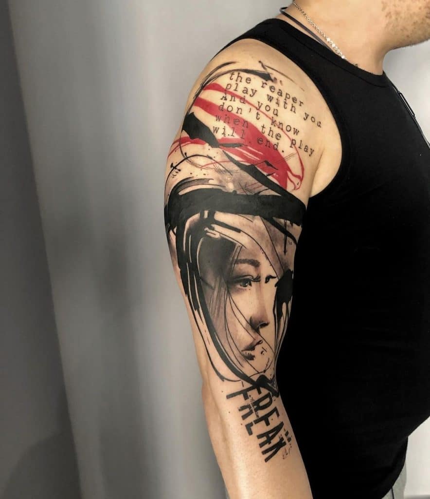 trash polka style tattoos bold, graphic, and controversial tattoo art woman
